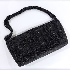 Vintage Iridescent Blue Glass Beaded Handbag Purse